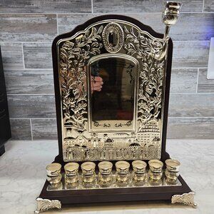 Wood & Silver Plated Wall Oil Menorah
